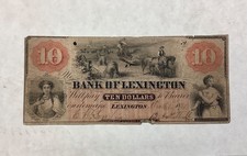 ~ 1861 $10 Bank of Lexington North Carolina - Civil War era - SALE PRICED