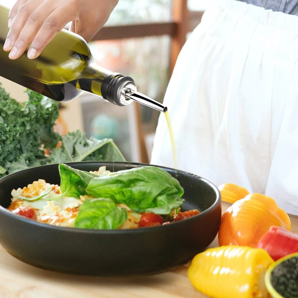 Dispensador de aceite de oliva de vidrio de 17 oz - Botella de aceite y vinagre Cruet con acero inoxidable St Foto 4 de 4