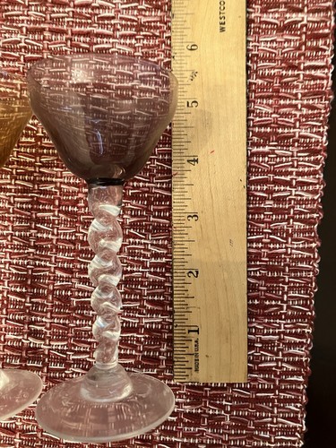 Set 6 Bohemian Cordial Glasses Twisted Clear Stems & Base 6 Colors Glass ๐ฆ 5.4โ - Picture 5 of 16