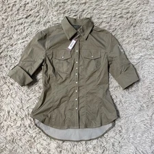 New Women’s Small Khaki Goode Rider Horseback Riding Button Down Shirt