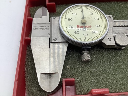 STARRETT No. 120A Hardened Stainless Steel 0-6”  Dial CALIPER w/Case Made in USA - Picture 2 of 9