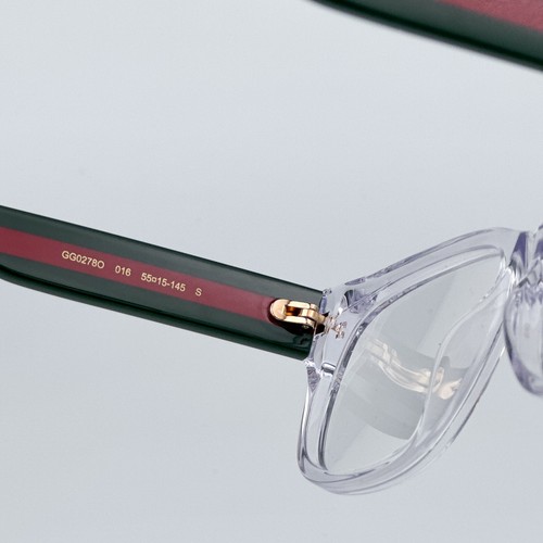 Gucci Women Eyeglasses Crystal Green Demo Rectangle GG0278O 016 BRAND NEW - Picture 5 of 12