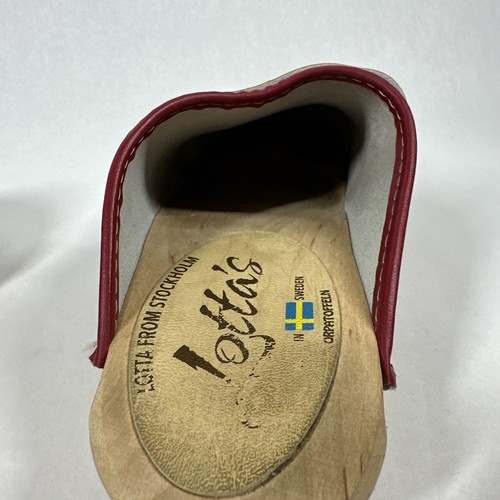 Lotta's From Stockholm Damen 36 Schweden Clogs Pantolette rot Leder Holzabsatz - Bild 16 von 19