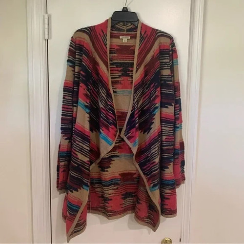 Women’s Lucky Brand Aztec Southwestern Drape Textured Cardigan Sz Medium - Picture 3 of 11