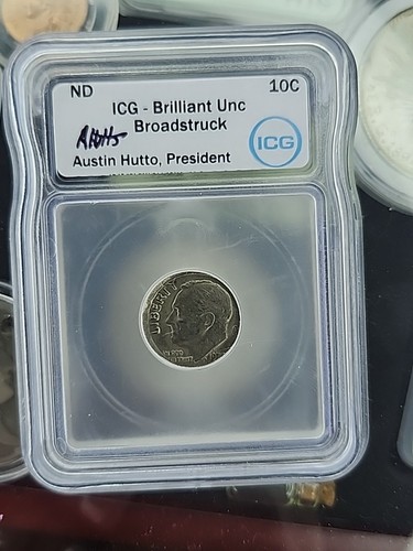 Bu Broadstruck Dime Mint Error Hand Singed By Austin Hutto - Picture 8 of 19