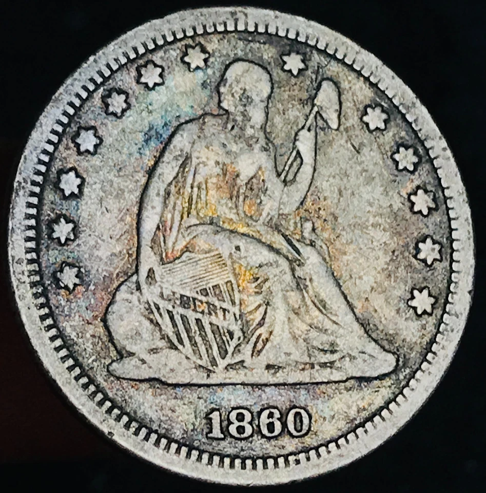 1860 Seated Liberty Quarter 25C Ungraded Choice 90% Silver US Coin CC27343 - Image 3 of 4
