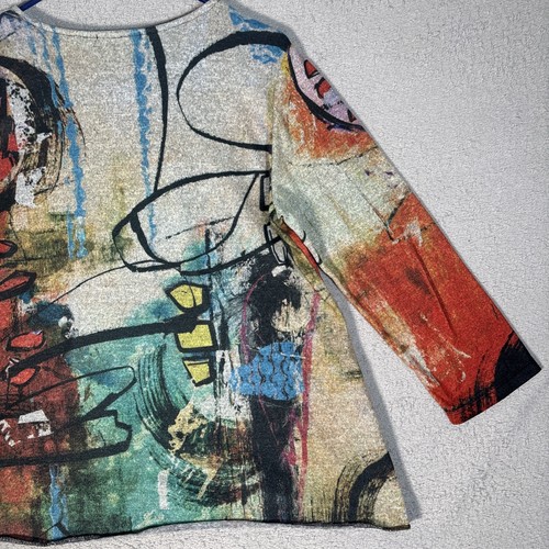 Jess & Jane Kelly Top Women’s Size L Abstract Front Pocket Art To Wear Painting - Picture 14 of 15