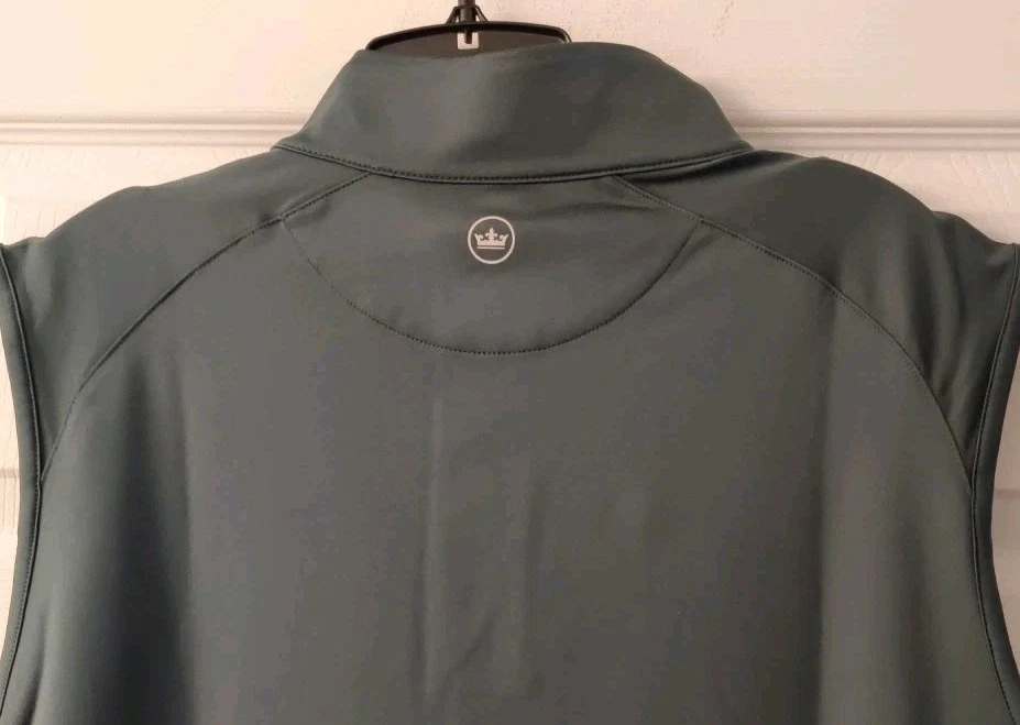 Chaleco Peter Millar Green Forge Performance 1/4 cremallera nuevo con etiquetas mediano precio de venta sugerido por el fabricante 125 USD Foto 4 de 4