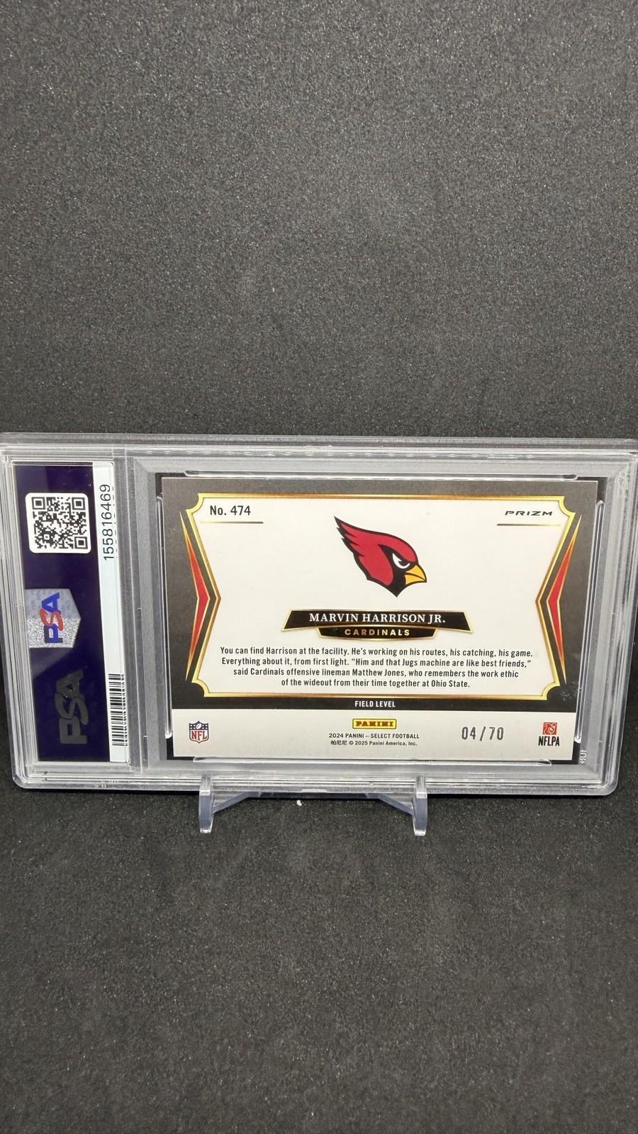 2024 Panini Select MARVIN HARRISON JR. Dragon Scale Prizm /70 PSA 9 #474 view 2