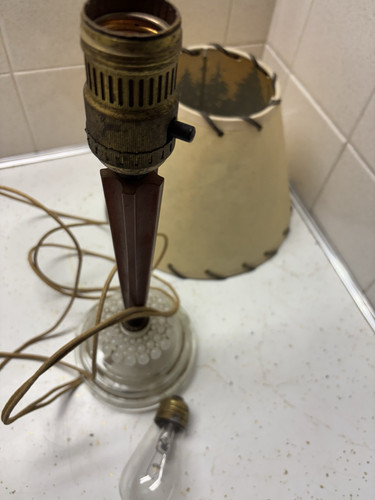 Antique Table/Desk Lamp Glass/Bakelite & Rare Backlit Forest Lamp Shade *Working - Picture 12 of 16