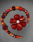 Handmade Beaded Sun Catcher Multicolored Red Orange Yellow Flower Pendant