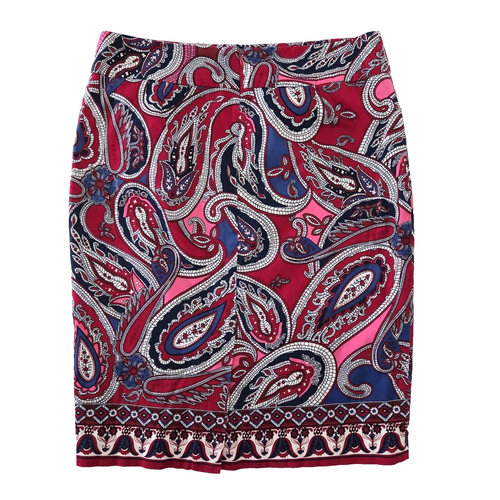 Charter Club Skirt Size 10 Red Paisley Stretch Cotton Career Classic Twee Preppy - Picture 6 of 13