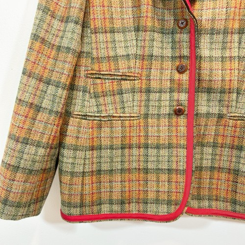 Orvis Wool Plaid Blazer 12 Equestrian Preppy Jacket Velvet Collar Wood Buttons  - Imagen 19 de 20