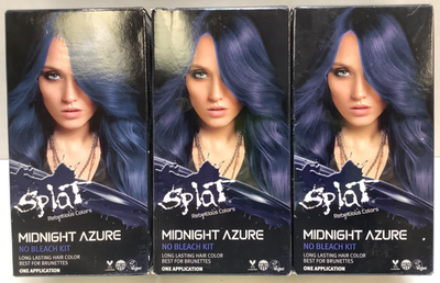 ブルーブルー　アピアナイト Splat Semi-Permanent Hair Color No Bleach Kit, Midnight Azure, Lot