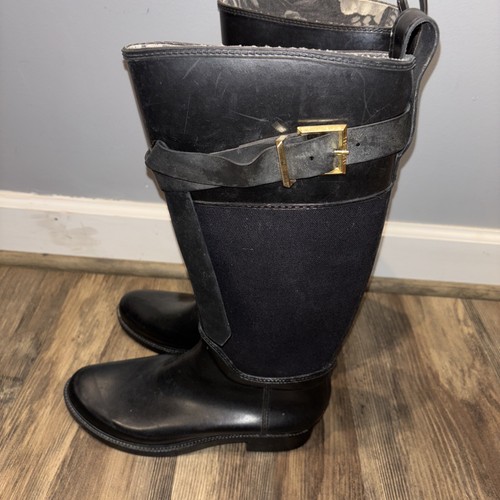 Ted Baker Hampto Wellington Riding Rain Boots Black Womens Sz9 - Picture 5 of 12