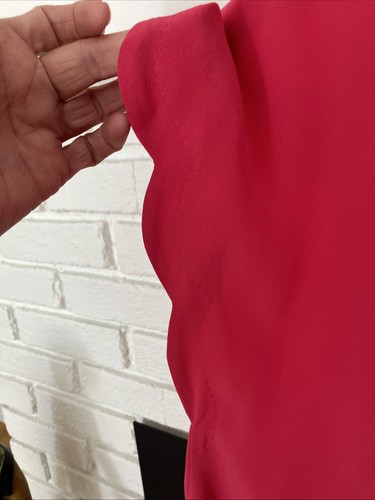 Escada Sz 44 Hot Pink fuchsia 100% Silk Blouse NWOT Scallop Detail Professional - Picture 3 of 9