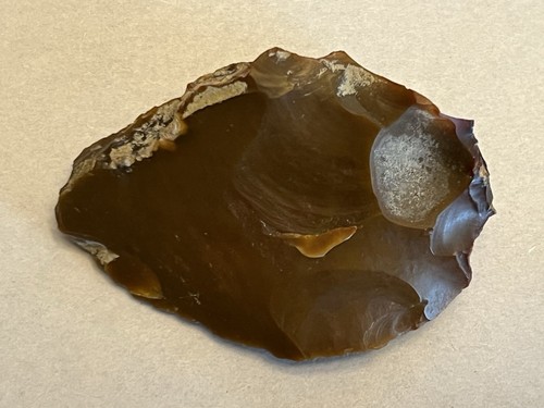 Antique Paiute Nevada Found 2.75” Beautiful Brown Jasper Scraper - Picture 3 of 9