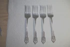 4 ROSE POINT Wallace STERLING SILVER 61/4" SALAD FORKS