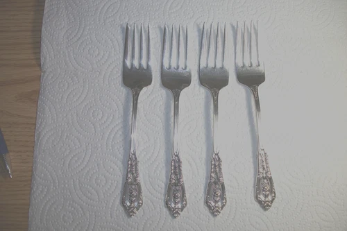 4 ROSE POINT Wallace STERLING SILVER 61/4" SALAD FORKS