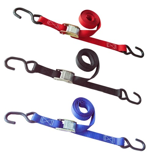 Paquete de 12 correas de amarre con hebilla de leva de 1"x6' con gancho en S correa de alta resistencia para motocicleta - Imagen 5 de 6