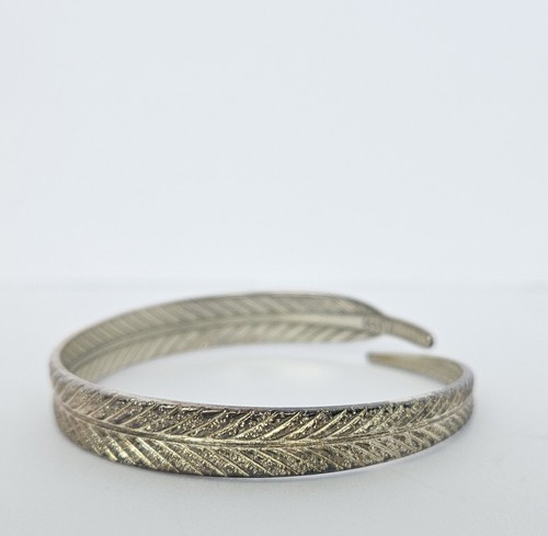 Bracciale vintage in argento 999 design foglia di piuma S999. - Foto 3 di 15