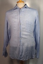 Loro Piana Blue Linen Men's Dress Shirt - Sz XL