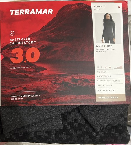 Women's TERRAMAR Altitude Turtleneck Top Base Layer W9326 Gray & Black S NWT - Picture 2 of 9