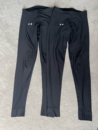 2 x Under Armour Jungen kleine Coldgear Lauftights schwarz Löcher bis Knie
