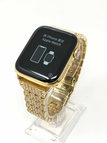 24K Gold Plated 44MM Apple Watch SERIES 4 Diamond Rhinestones Band - GPS + LTE - Picture 4 of 9