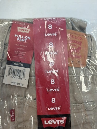 SET OF 2 PAIRS - Levi’s Youth Pull-On Waistband Pants Size 8 Stretch New - Picture 2 of 3