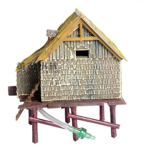 Aquarium Decoration with Air Driven Fish Tank Ornament Small Rice Mill - Picture 3 of 8