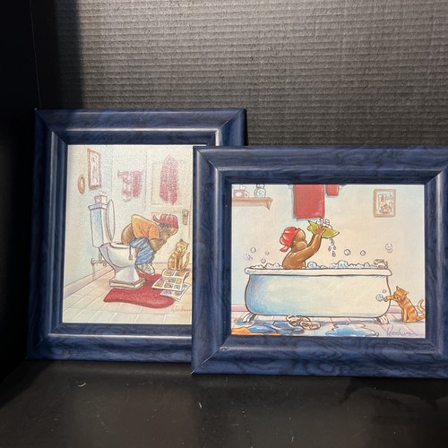 2 WOODRUM Original Canvas Reproduction Boy In A Tub ,Higher Education ￼Certified - Picture 1 of 17