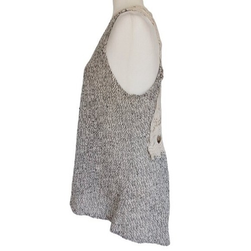 BLU PEPPER Crochet Lace Back Panel Draped Front Marled Knit Cardigan Vest S - Picture 8 of 16
