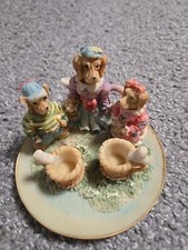 miniature tea set, 9 pieces, poly resin decorative dog picnic tea party