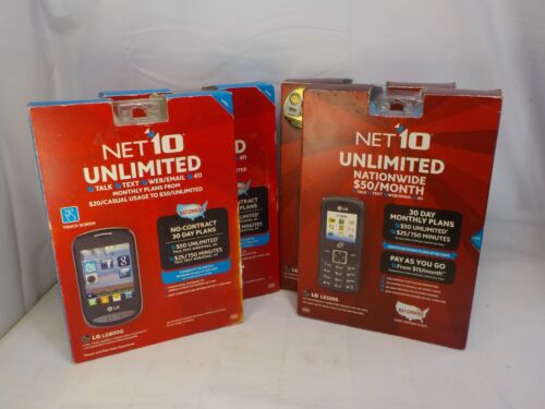 4 (unscanned/for parts) Net 10 Unlimited(2) LG320G (2) LG800G Prepaid Cell Phone - Picture 2 of 6