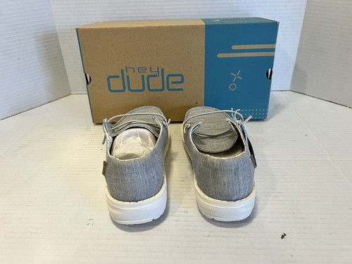 Youth 1 Hey Dude Wendy Linen Grey Shoe NIB - Picture 6 of 9