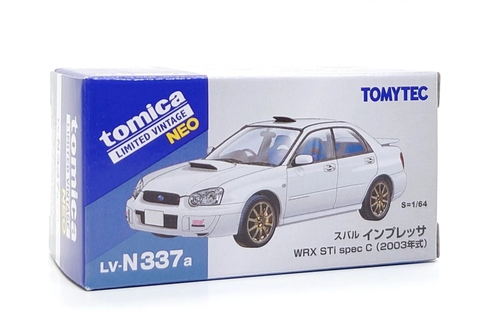 Tomica Limited Vintage Neo 1:64 Subaru Impreza WRX STi spec C - White (LV-N337a) - Image 2 of 4