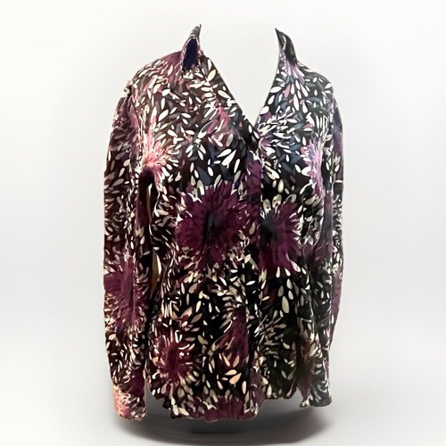 East 5th Petite Damen MP Satin Knopfleiste Hemd/Top/Bluse lila Mütter auf schwarz - Bild 1 von 15