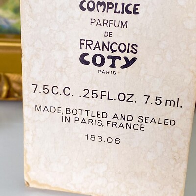 READ Vintage 70s Coty COMPLICE Perfume Extrait .25 oz Sealed