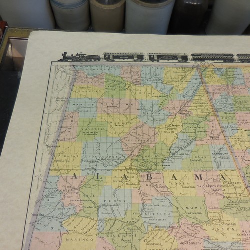 1872 Asher & Adams RAILROAD ALABAMA & GEORGIA WATER COLOR MAP 26X20 #EP/SP - Picture 6 of 13