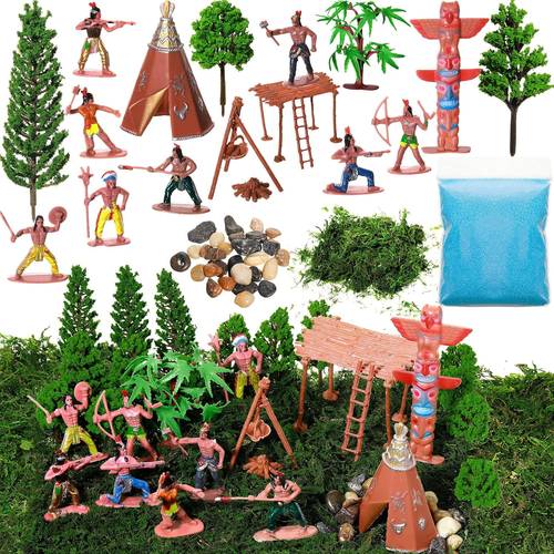 32 Pcs Native American Indians Figures Toys Set, Action Figure Diorama Cowboys H - Picture 7 of 12