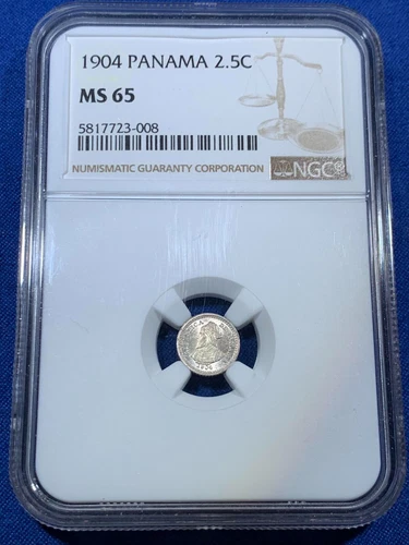 PANAMA 2 1/2 CENTESIMO 2.5C 1904 NGC MS65 SILVER PILL