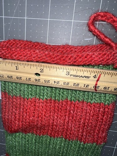 Two Vintage Red And Green Stripe Knit Christmas Stockings - Picture 3 of 7