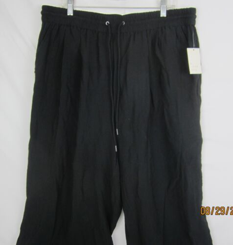A New Day Women's High Rise Wide Leg Elastic Waist Rayon Pants Black XXL - Picture 10 of 12