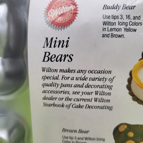 Vintage Wilton Mini Bears Cake Brownie Treat Muffin Pan 2105-4497 contengono 6 stampi - Foto 4 di 9