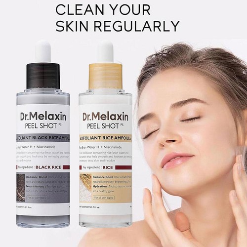 80ml Dr.Melaxin PEEL SHOT GLOW EXFOLIANT AMPOULE - WHITE RICE/BLACK RICE Essence - Picture 3 of 13