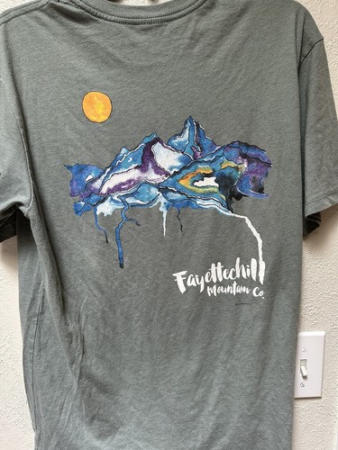 Fayettechill Mountain Co. Green Sunset SS shirt Men's Size M Cotton Pre-Loved - Picture 2 of 6