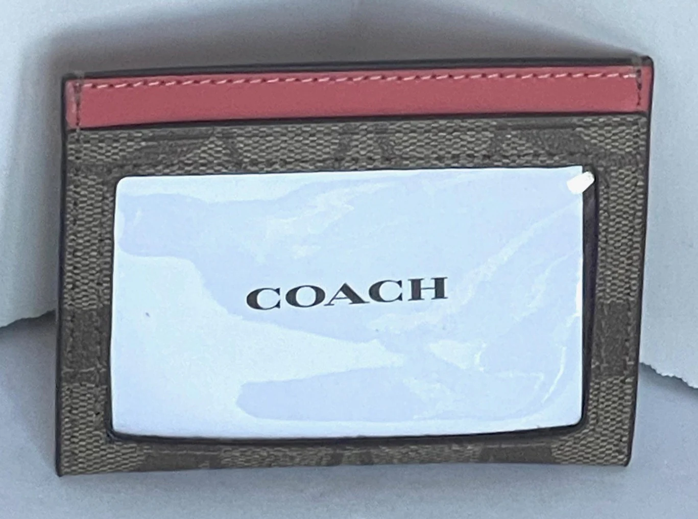 Coach Slim Id Card Case Wallet CH415 Leather Signature Canvas Purple
