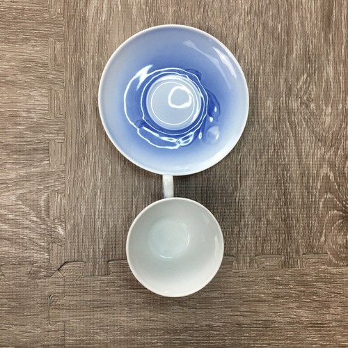 Copenhagen B & G Porcelain Demitasse Cup & Saucer White Cobalt Blue Denmark #462 - Picture 5 of 13