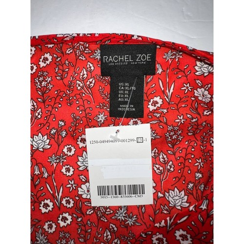 Orange X-Large Chiffon Blumenmuster TOP Rachel Zoe Bluse Knopfmanschette Shirt XL NEU - Bild 3 von 7
